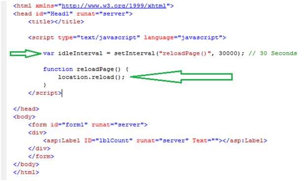 JavaScript code for reload page
